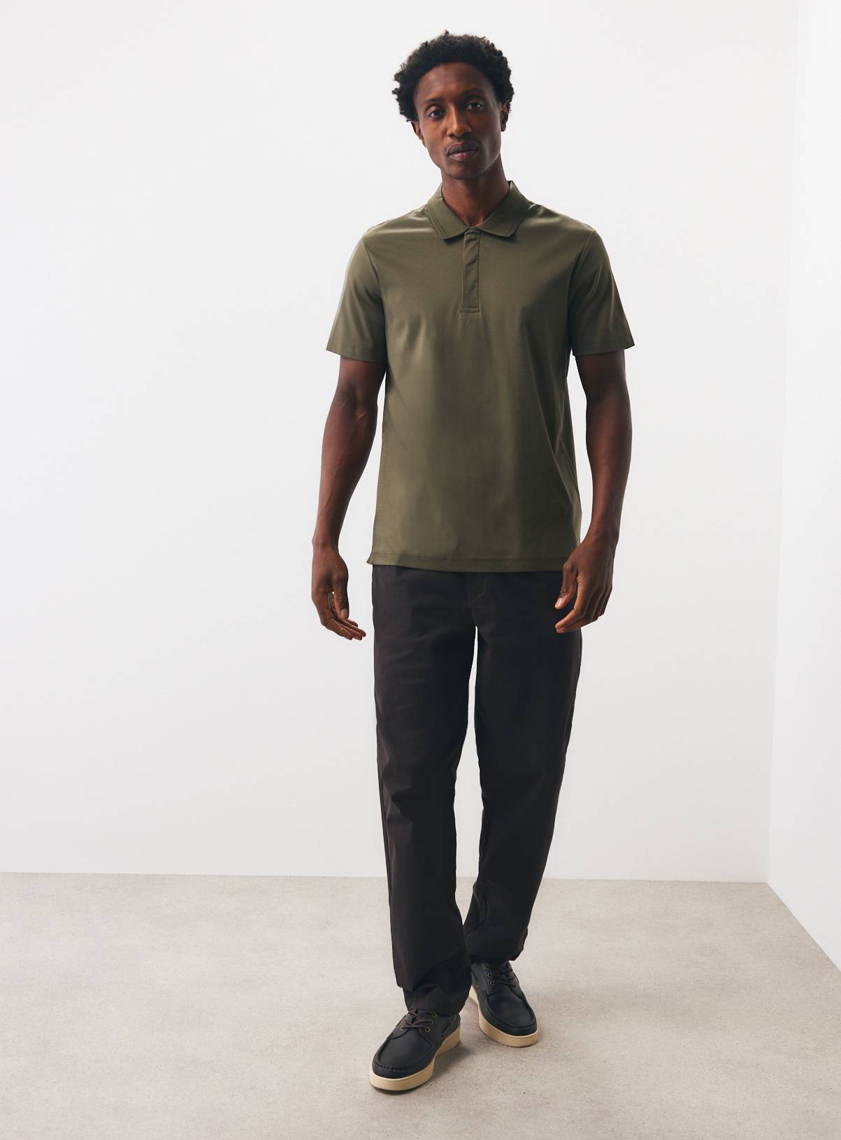 Khaki Pure Supima Cotton Polo Shirt M - Image 2