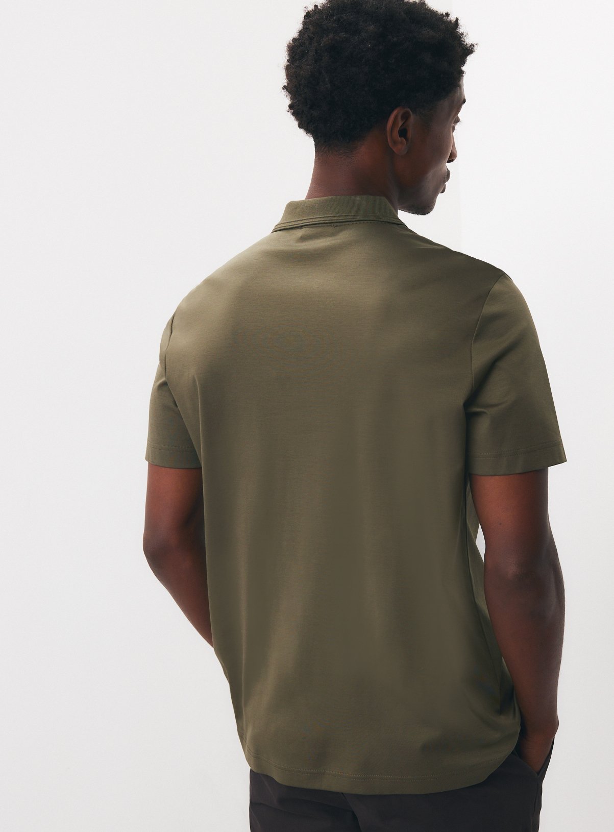 Khaki Pure Supima Cotton Polo Shirt M - Image 5 thumbnail