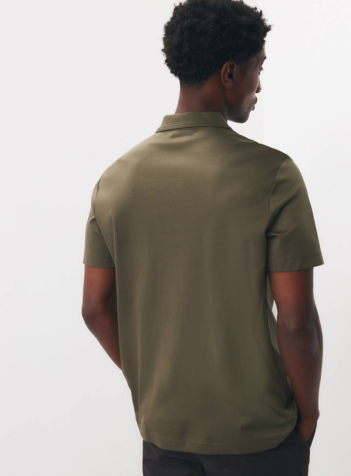 Khaki Pure Supima Cotton Polo Shirt M - Image 5