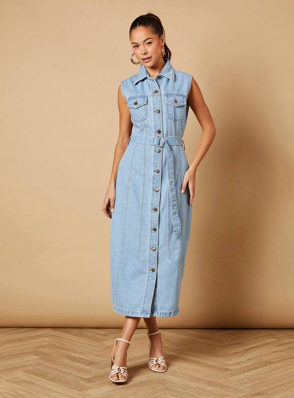 OASIS Belted Waist Pocket Detail Midi Dress 8