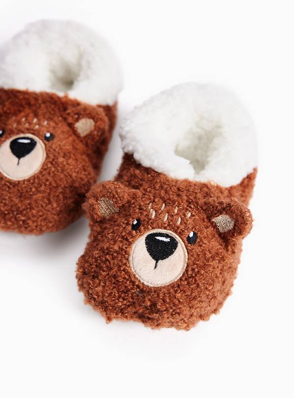 Brown Bear Sherpa Footsie Slippers 9-12 Infant