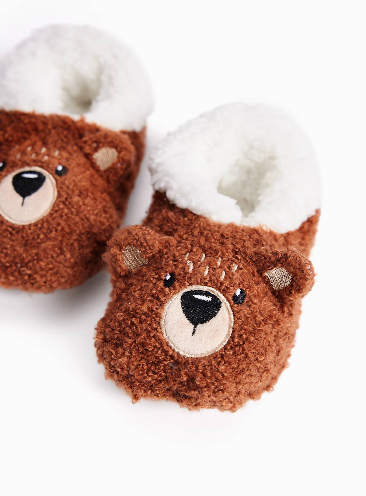 Brown Bear Sherpa Footsie Slippers 9-12 Infant - Image 1