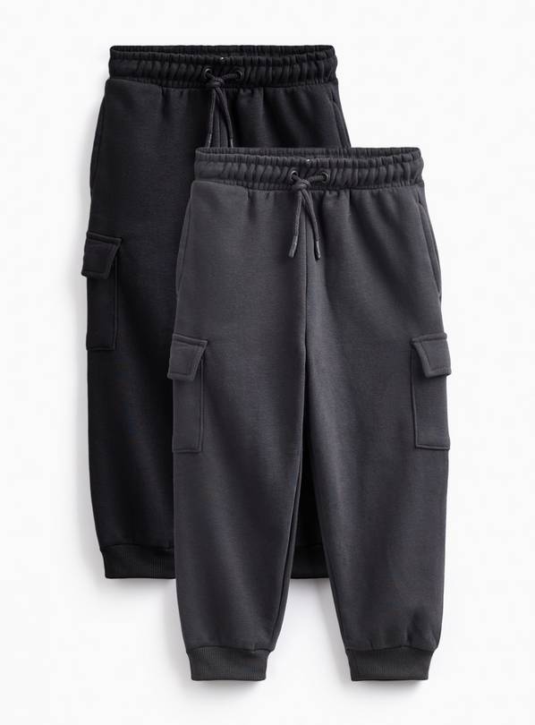 Black Cargo Joggers 2 Pack 5-6 years