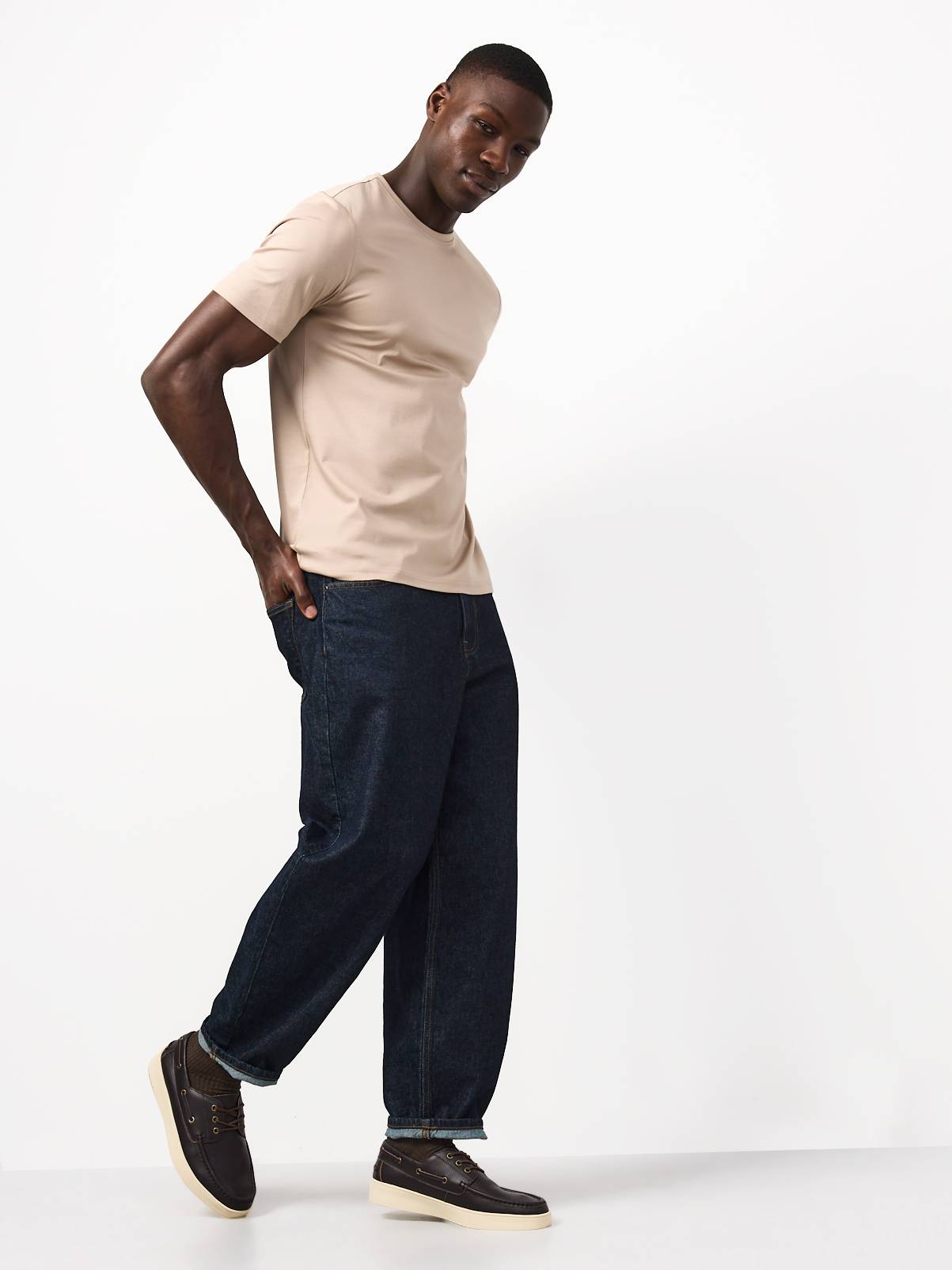 Pure Supima Cotton Plain Stone T-Shirt S - Image 2