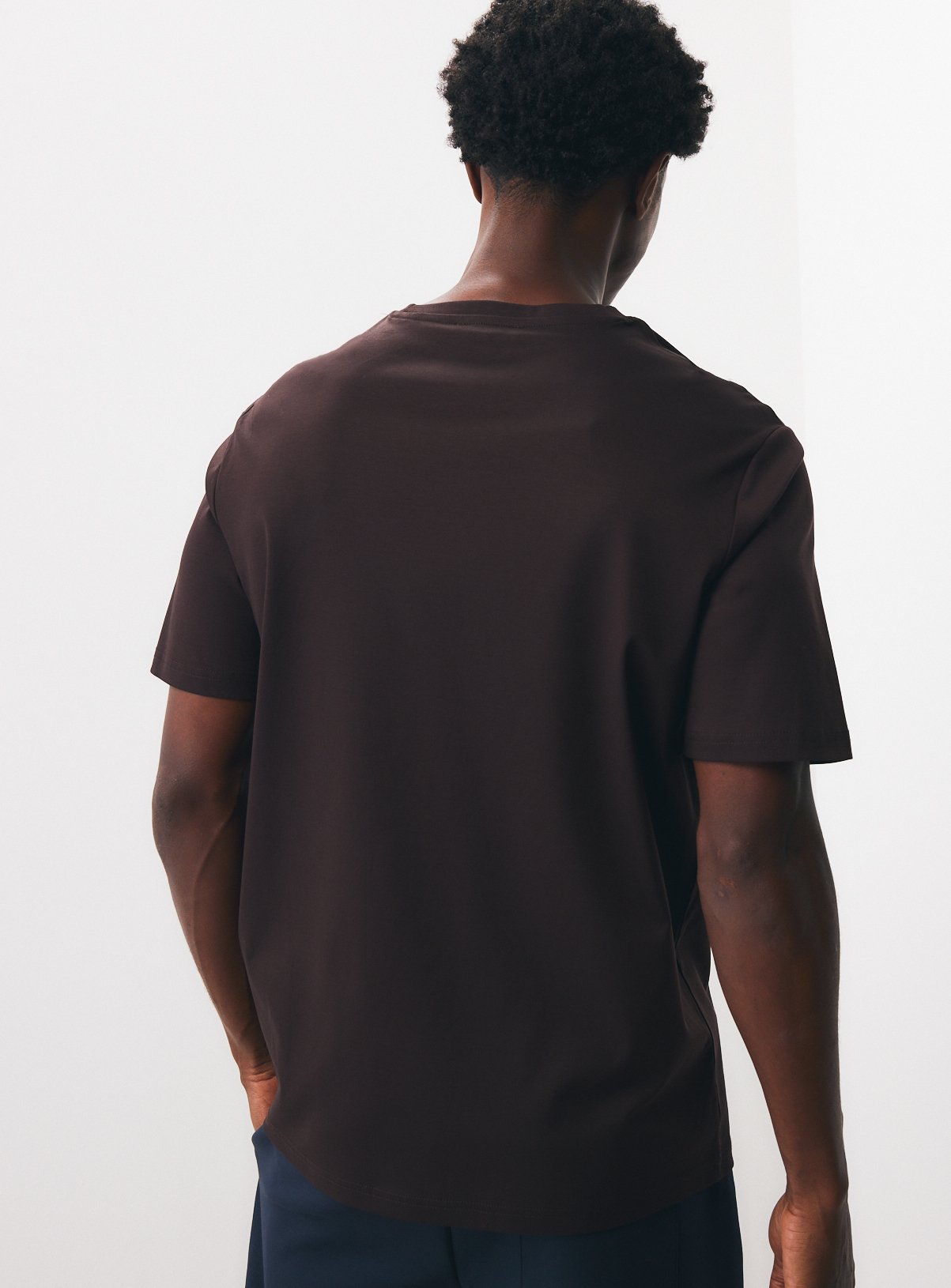 Brown Supima Cotton Crew Neck T-Shirt XL - Image 5 thumbnail