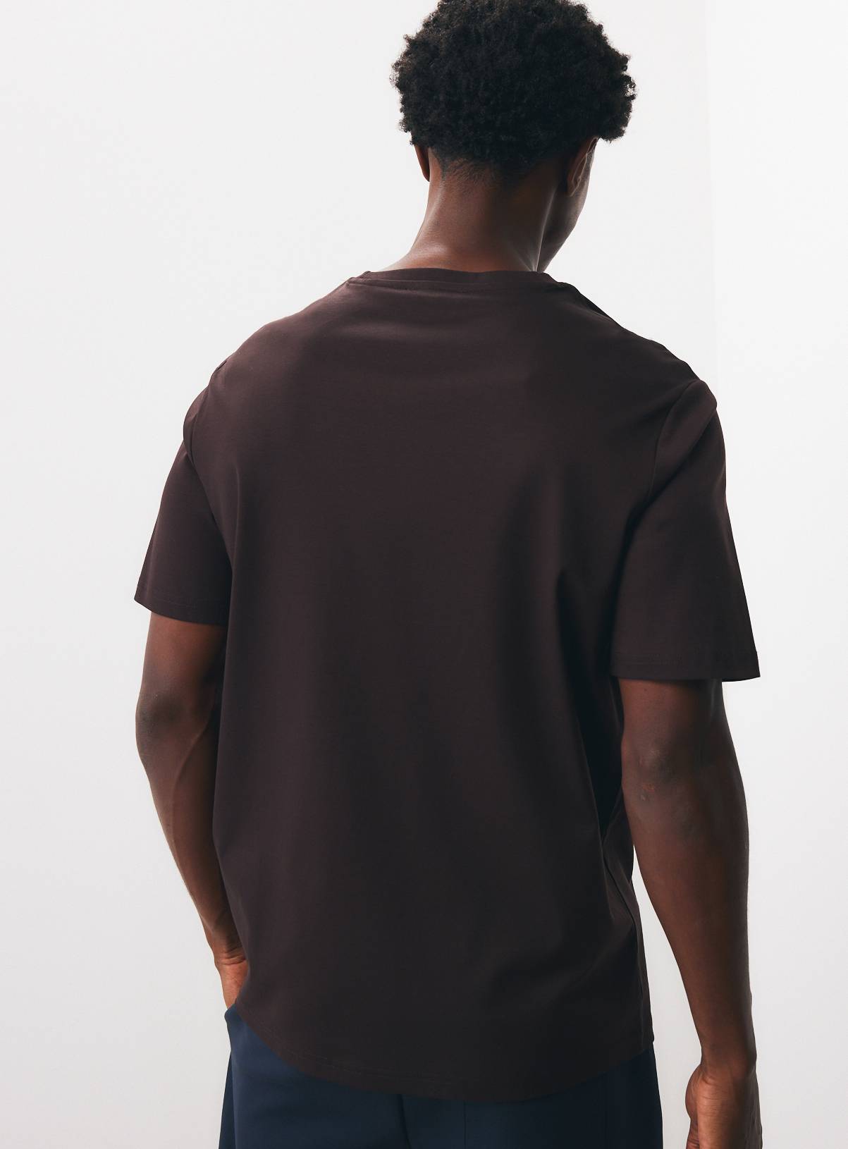 Brown Supima Cotton Crew Neck T-Shirt XL - Image 5