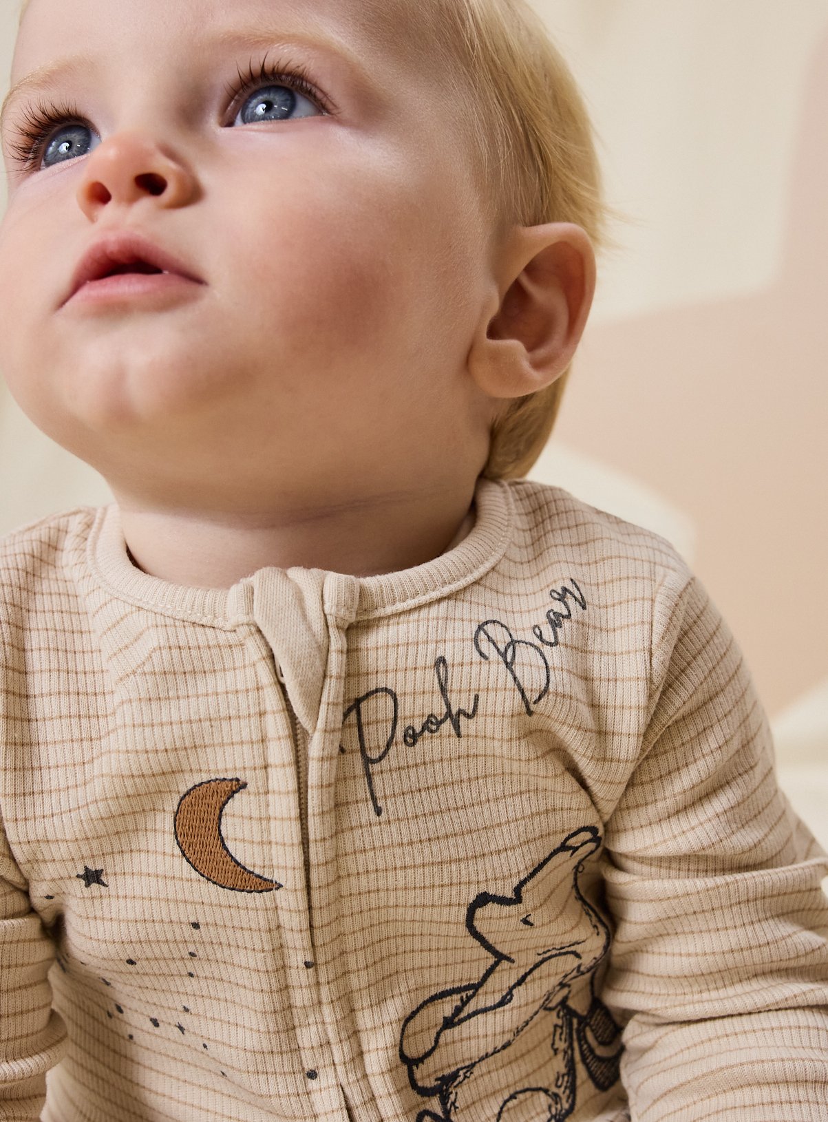Beige Winnie the Pooh Sleepsuits 2 pack Newborn - Image 4 thumbnail