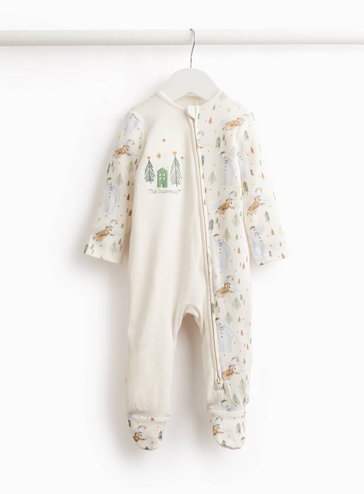 Christmas Pure Cotton ‘The Snowman’ Sleepsuit Up to 1 mth - Image 1