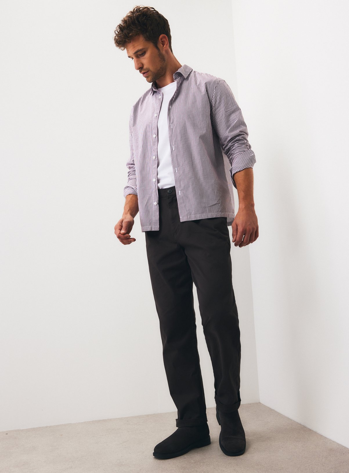 Brown Stripe Long Sleeve Shirt M - Image 2 thumbnail