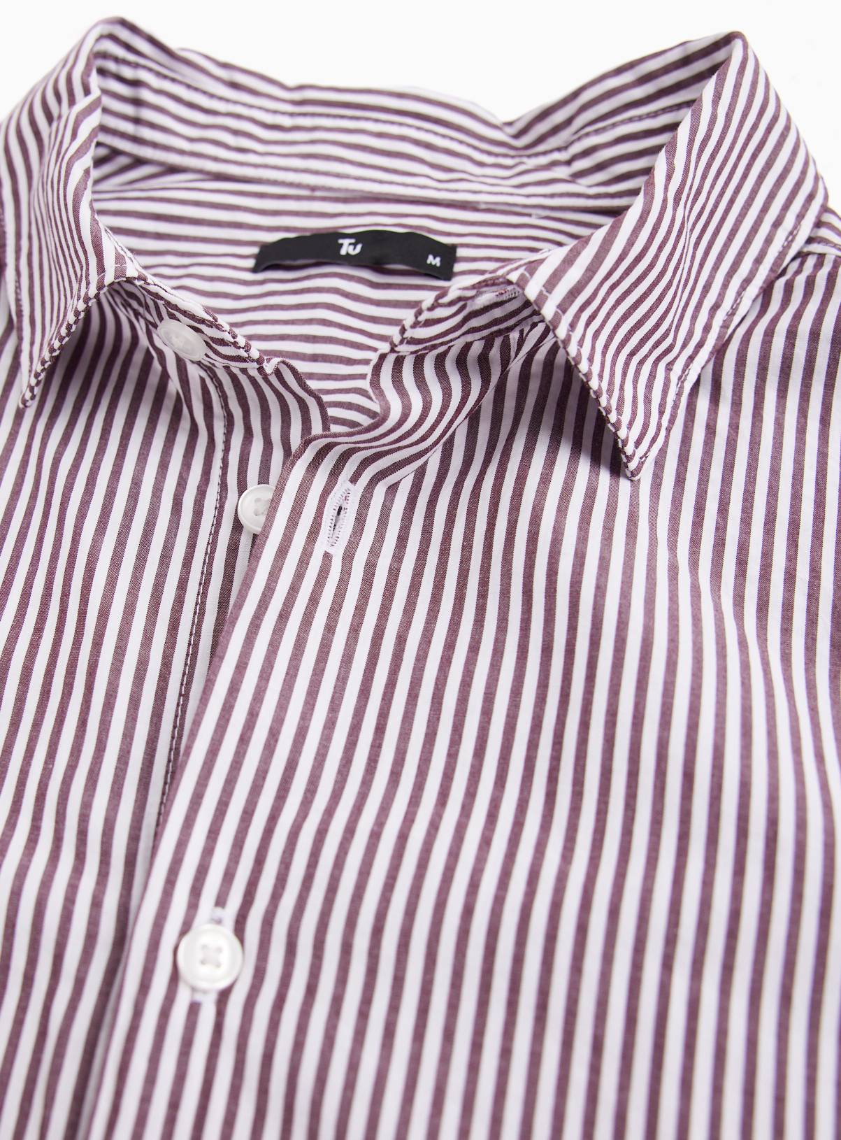 Brown Stripe Long Sleeve Shirt M - Image 4