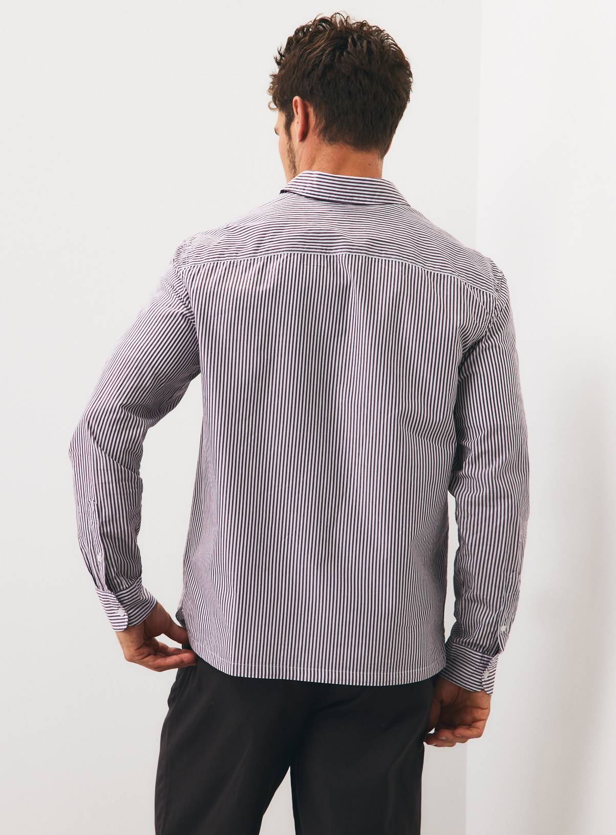 Brown Stripe Long Sleeve Shirt M - Image 5