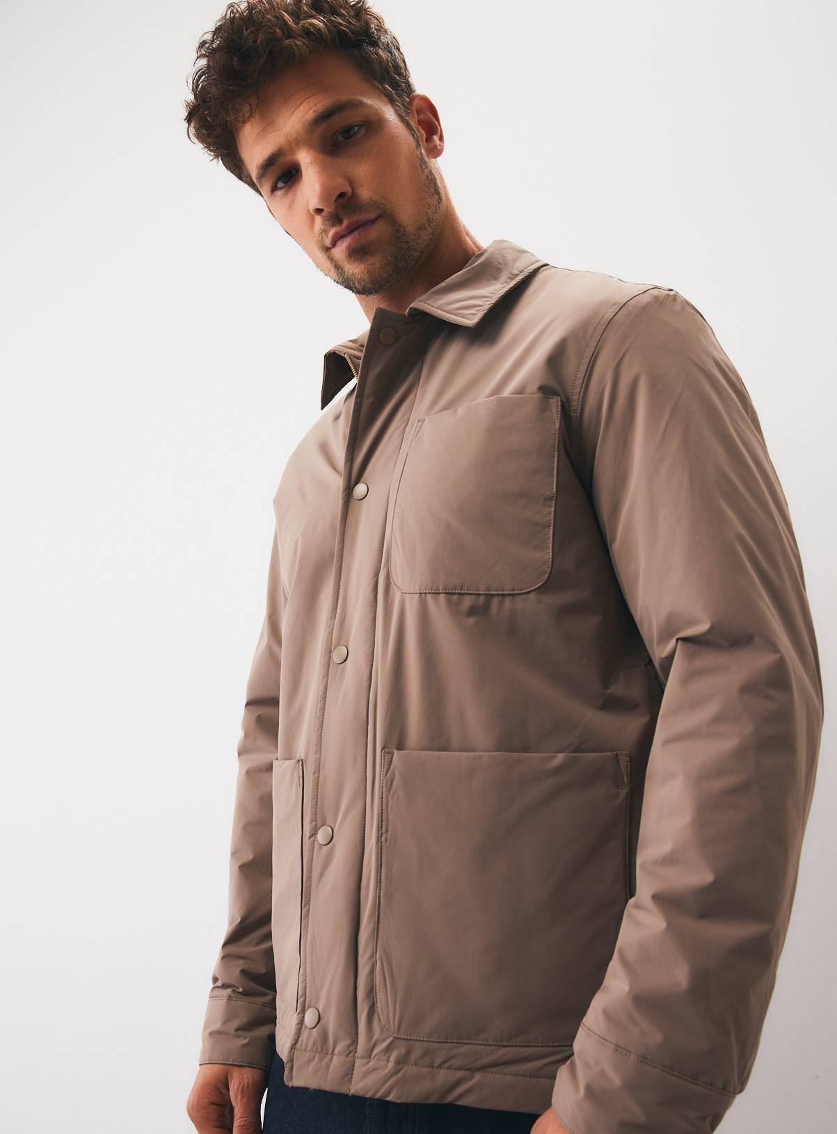Neutral-Coloured Wadded Button-Down Jacket XXXL - Image 2