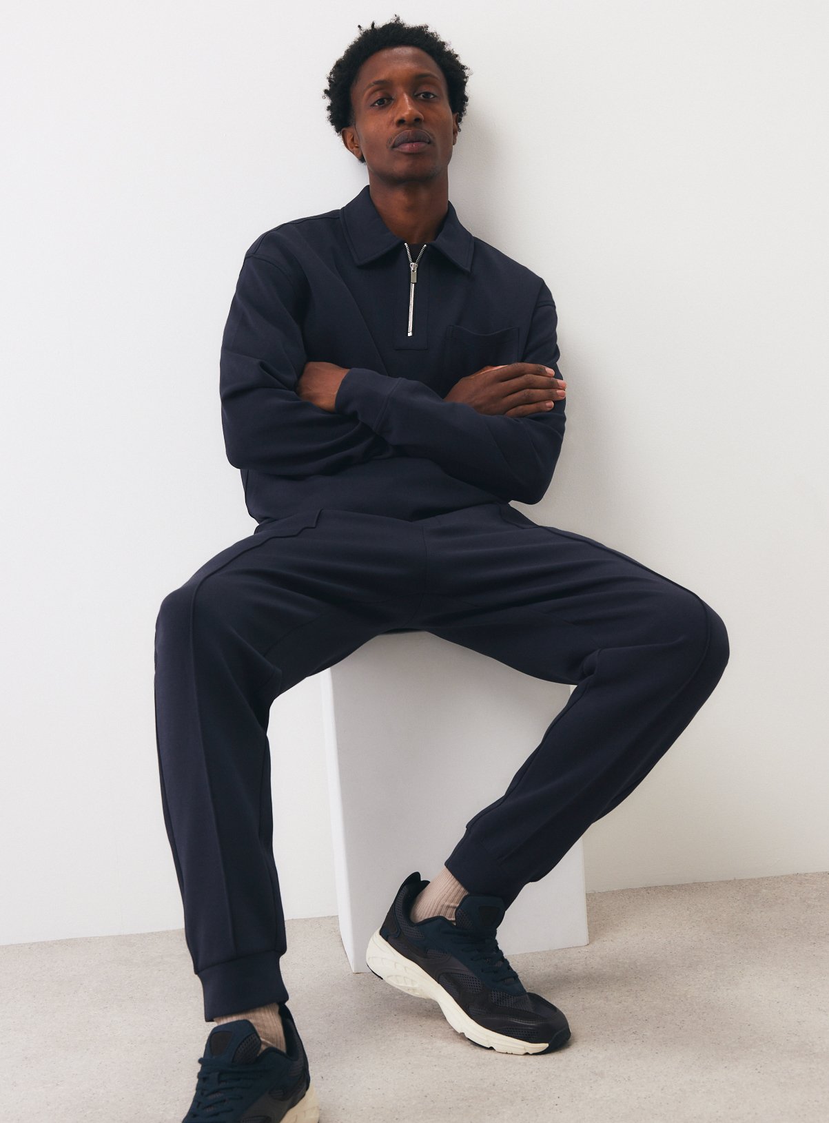 Navy Half-Zip Collared Sweater XXXXL - Image 2 thumbnail