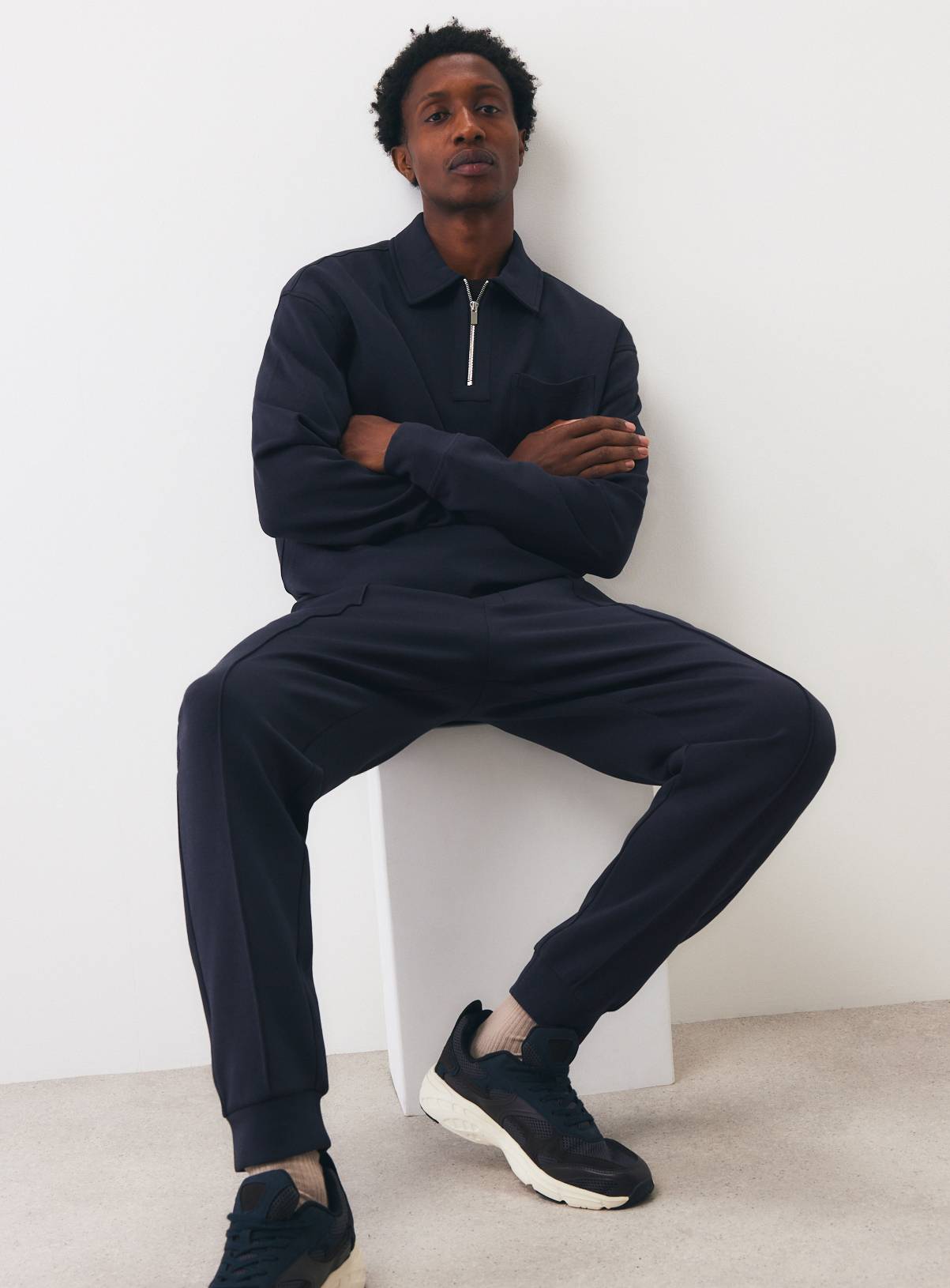 Navy Half-Zip Collared Sweater XXXXL - Image 2
