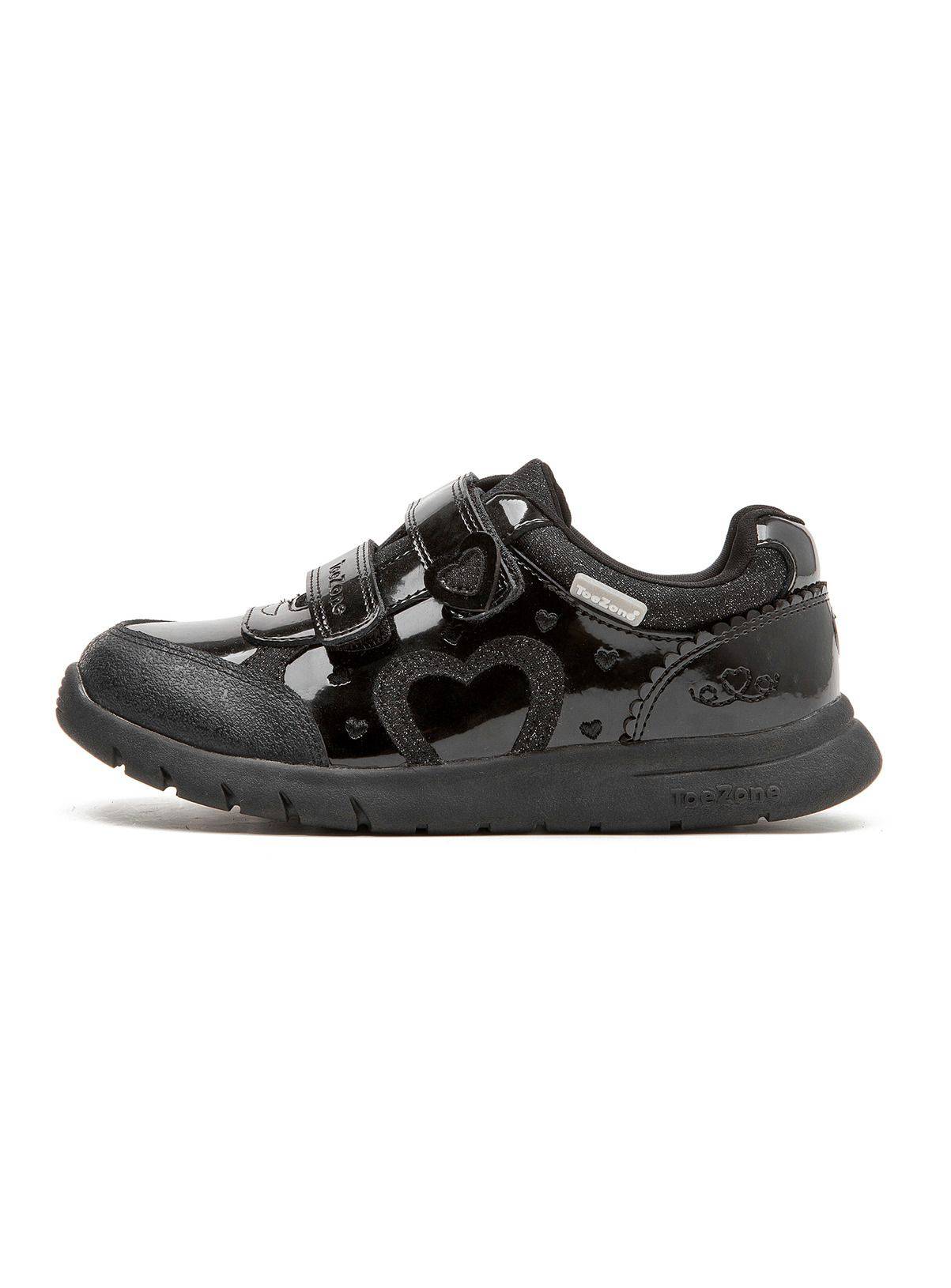 TOEZONE Isla Girls Patent Heart Rip Tape School Shoes 2 - Image 2