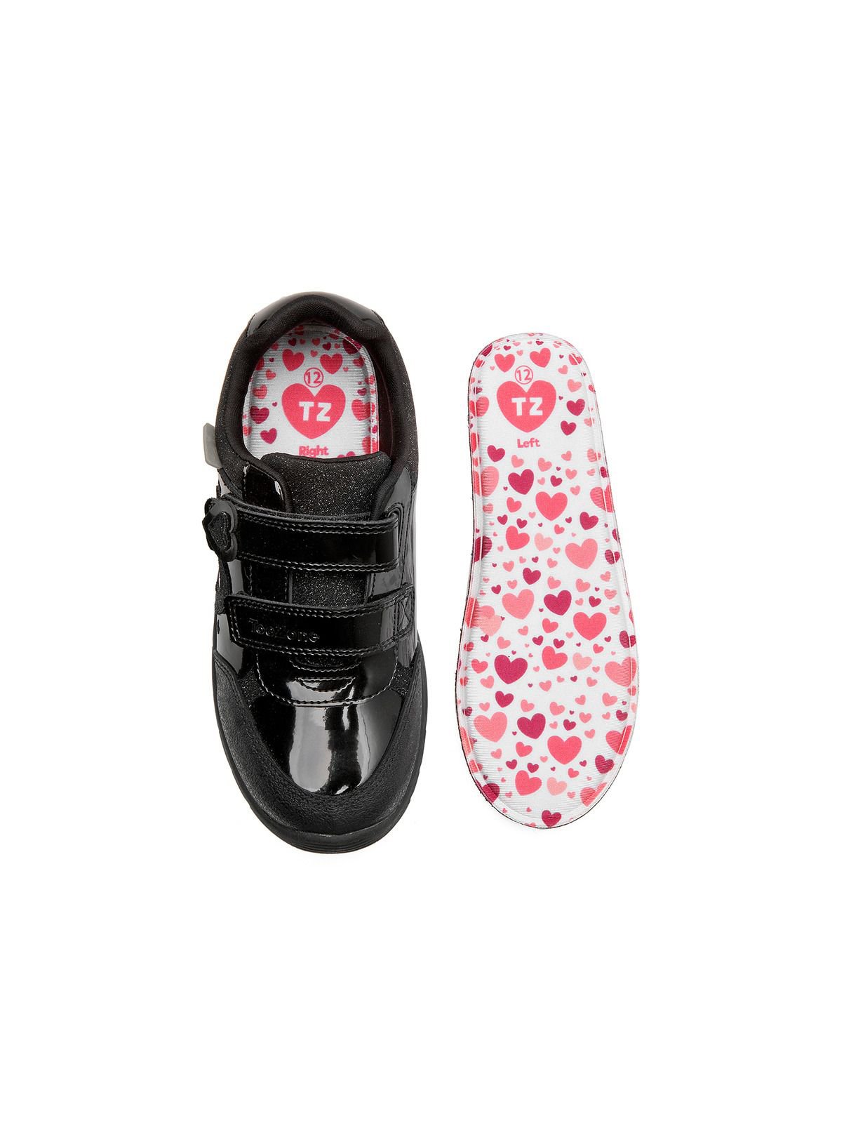TOEZONE Isla Girls Patent Heart Rip Tape School Shoes 2 - Image 6 thumbnail