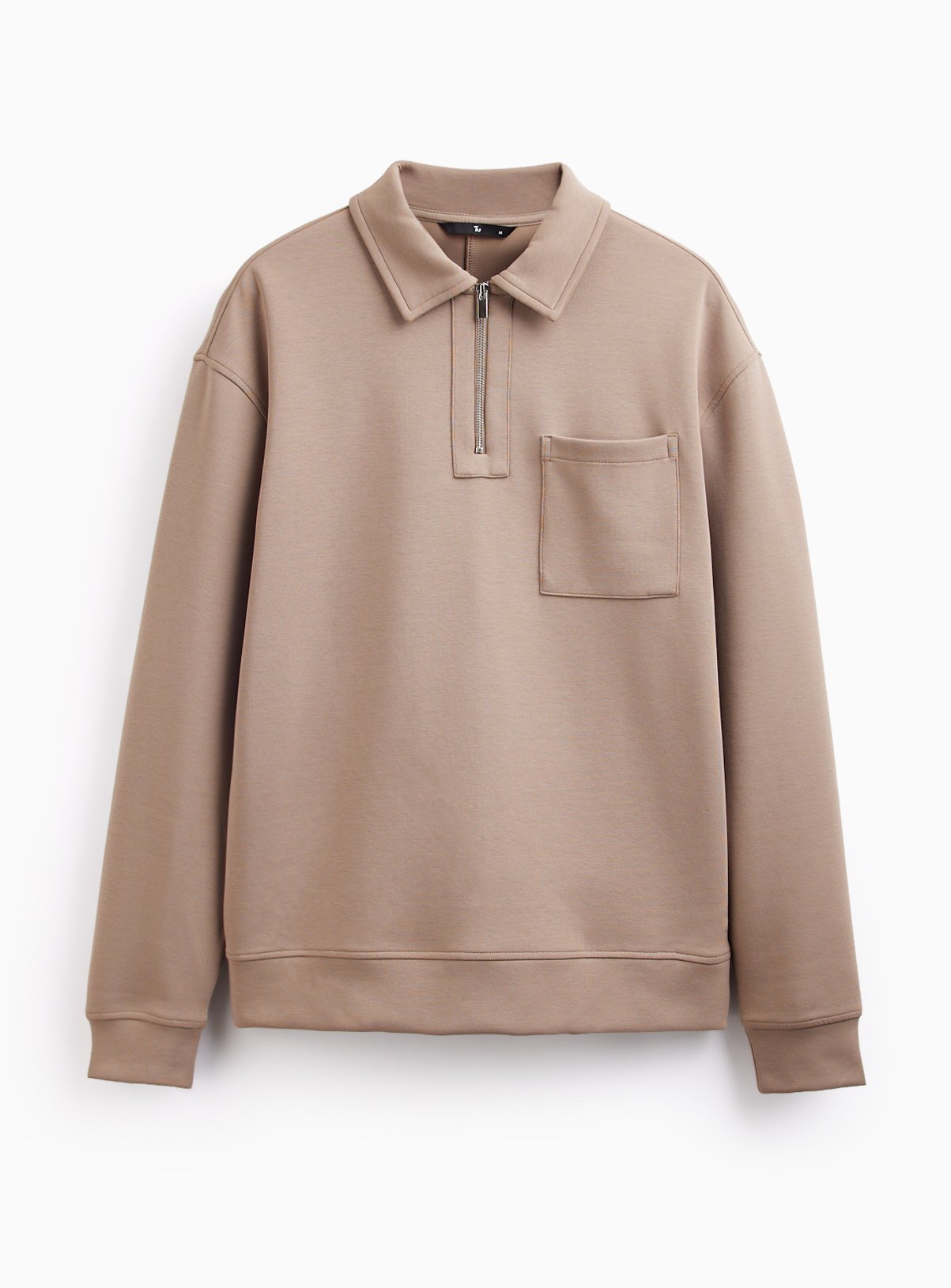 Stone-Coloured Half-Zip Collared Sweater XXXL - Image 3 thumbnail