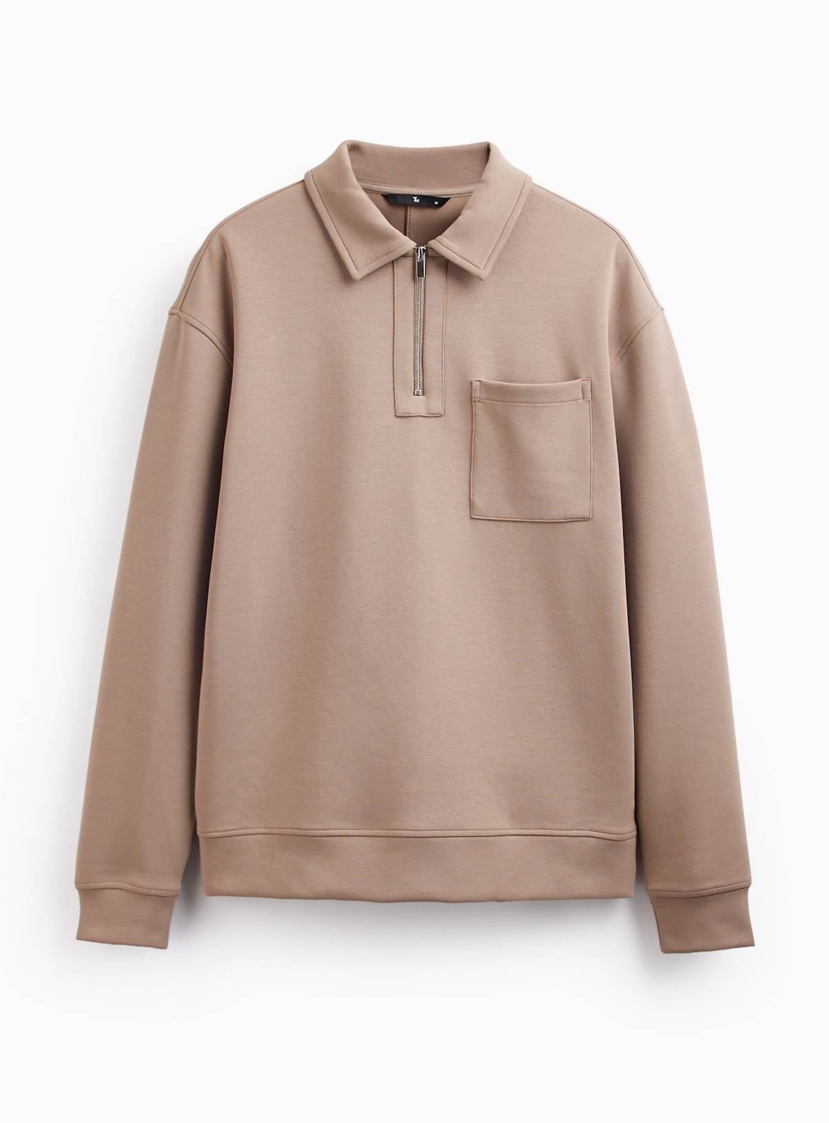Stone-Coloured Half-Zip Collared Sweater XXXL - Image 3