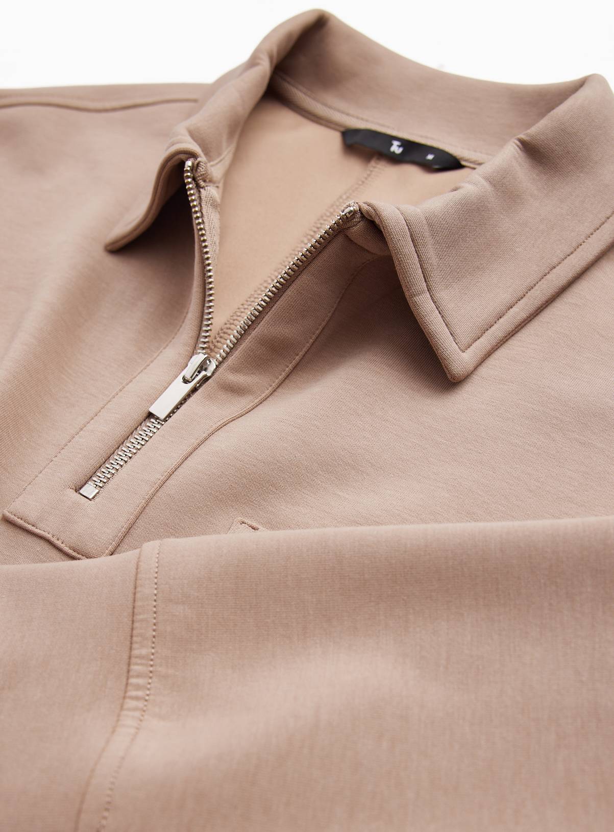 Stone-Coloured Half-Zip Collared Sweater XXXL - Image 4