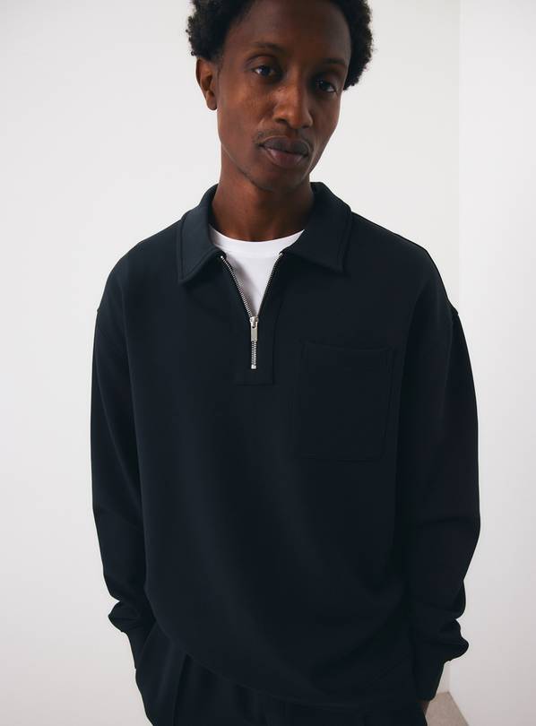 Black Scuba Half Zip Sweatshirt M
