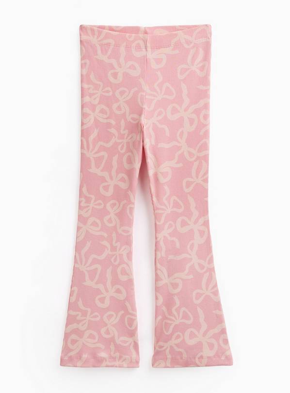 Pink Bow Print Kick Flare Leggings 9 years