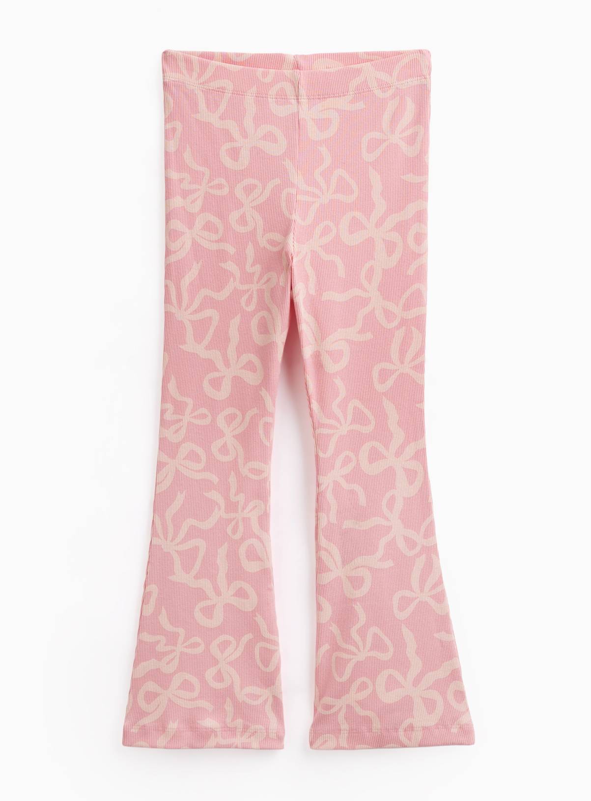 Pink Bow Print Kick Flare Leggings 14 years - Image 1