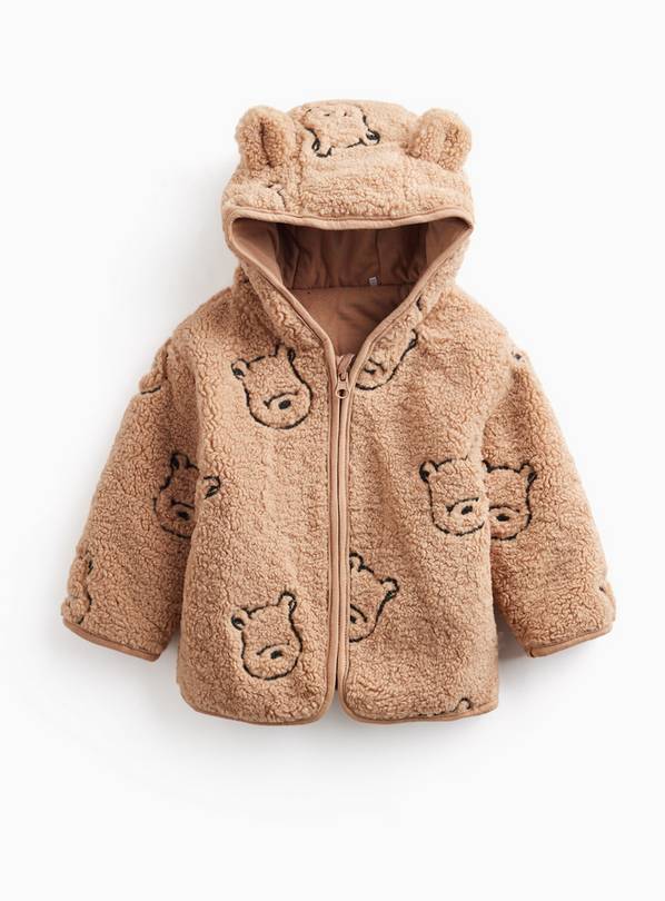 Beige Winnie The Pooh Borg Embroidered Zip-Through Jacket 6-9 months