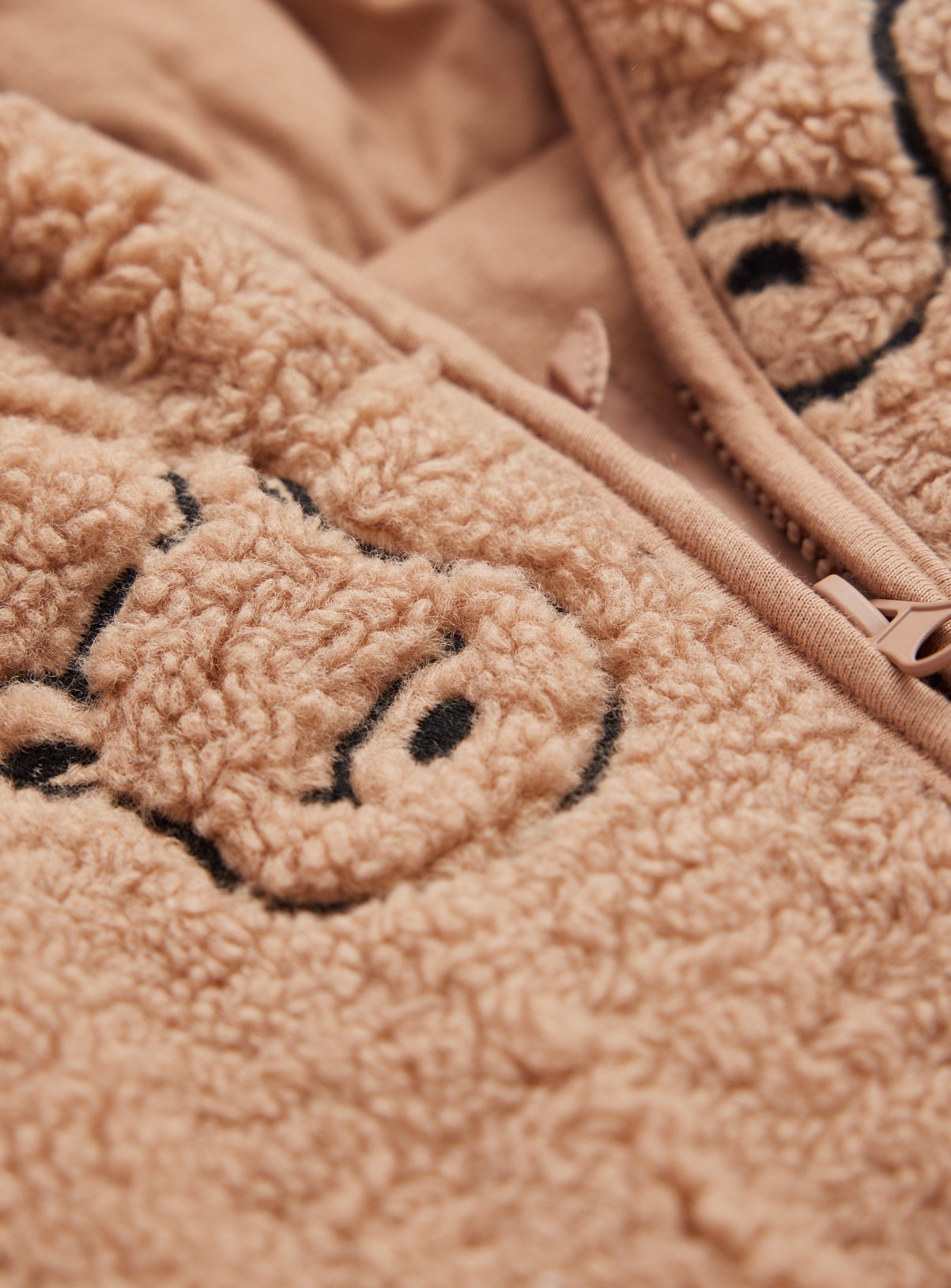Beige Teddy Bear Borg Zip-Through Jacket 6-9 months - Image 2 thumbnail