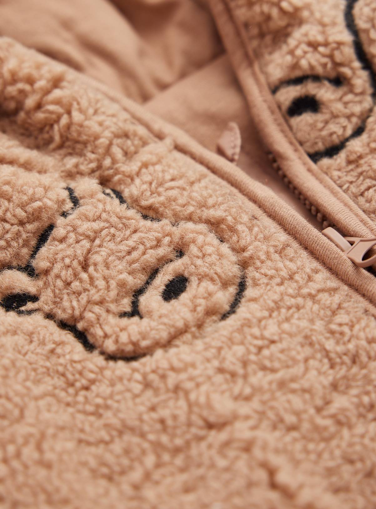Beige Teddy Bear Borg Zip-Through Jacket 6-9 months - Image 2