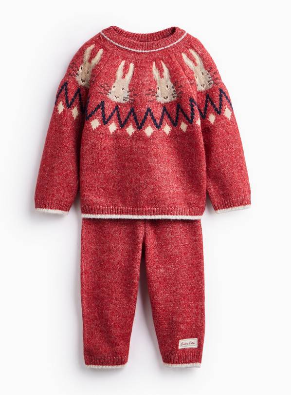 Red Beatrix Potter Christmas Knit Set Up to 3 mths