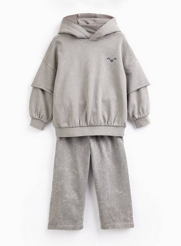 Grey Mock Sleeve Hoodie & Joggers Set 1-2 years