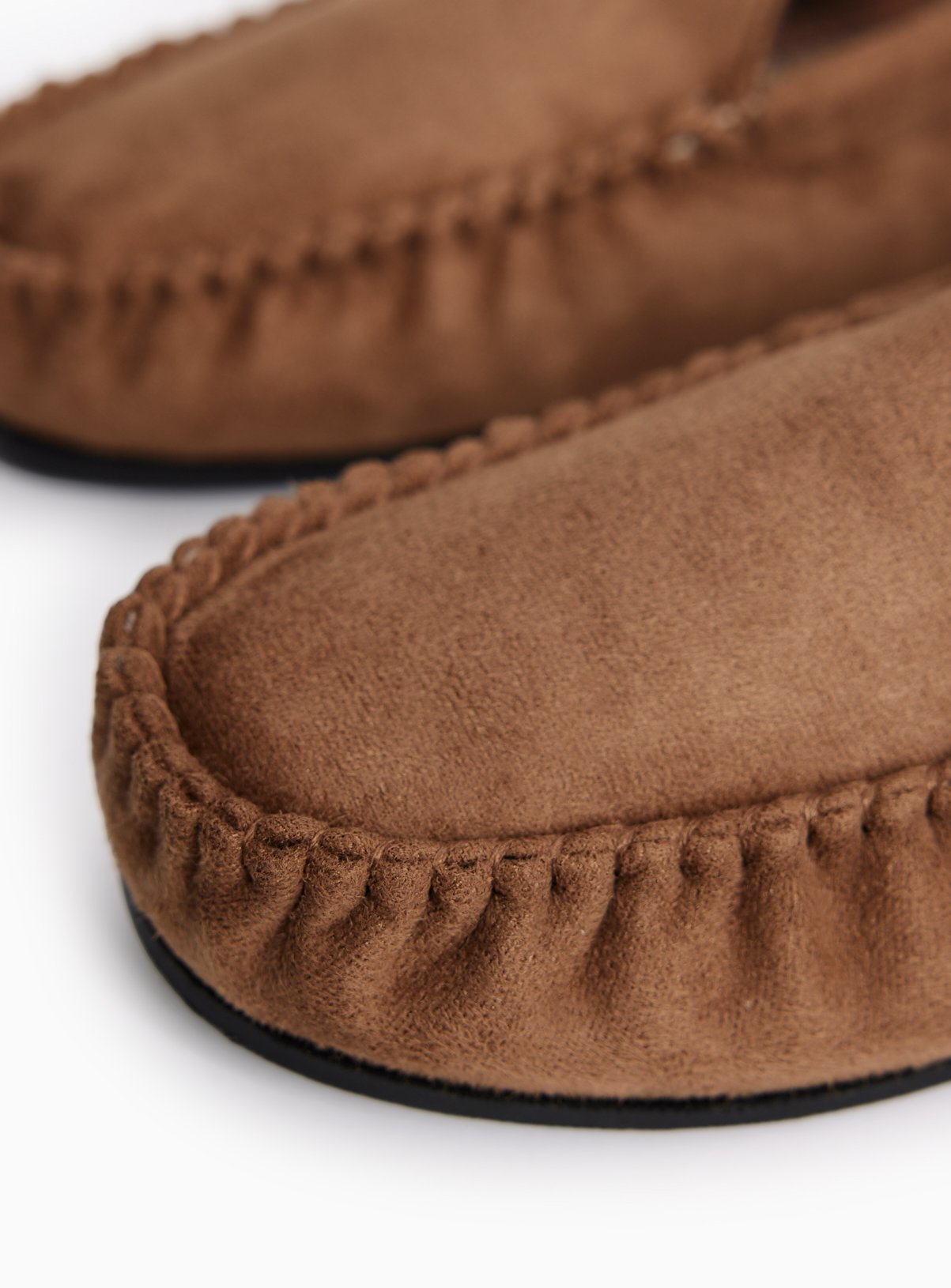 Tan Check Lined Moccasin Slippers 7 - Image 3 thumbnail