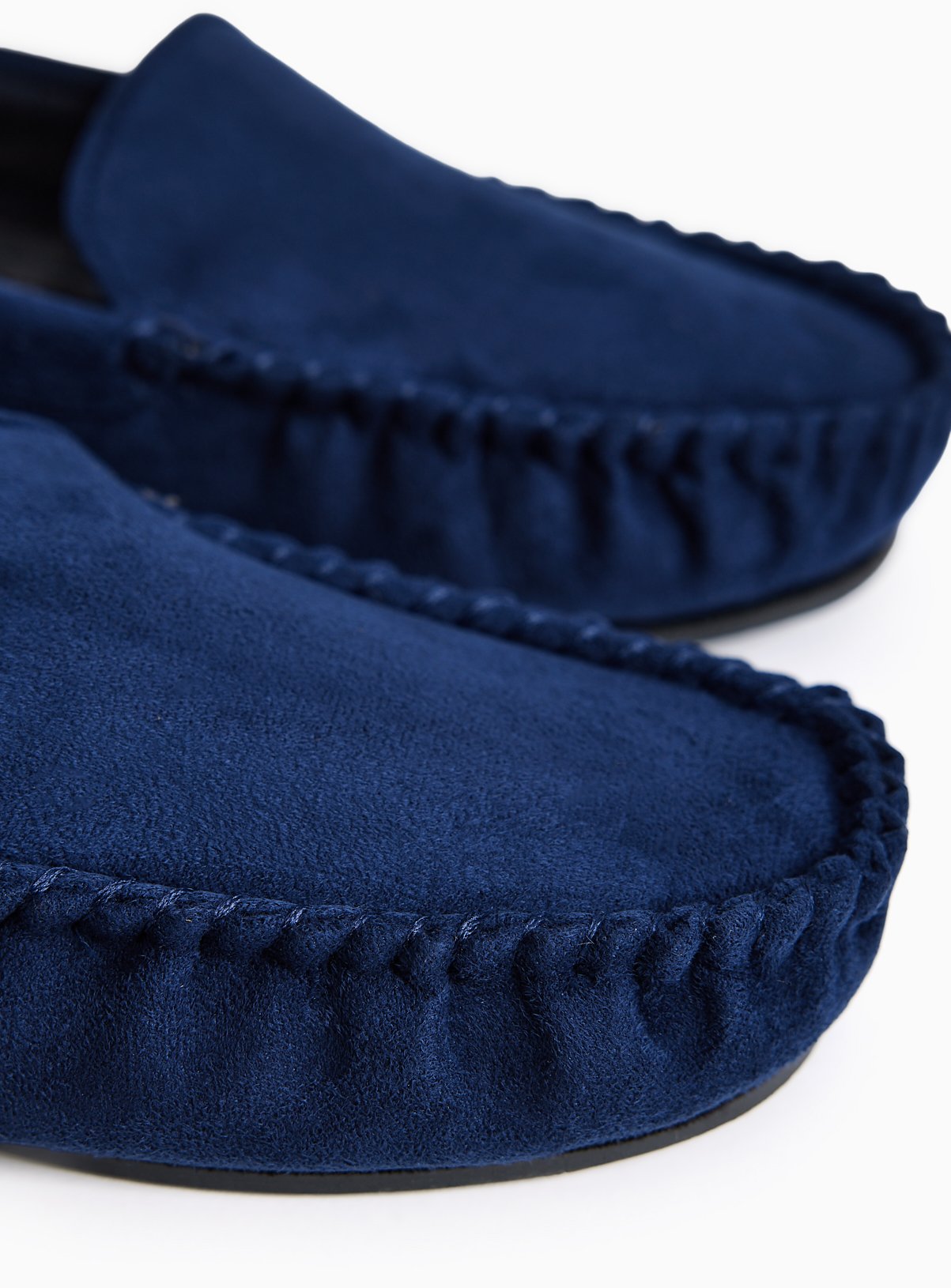 Navy Check Collar Moccasin Slippers 12 - Image 3 thumbnail