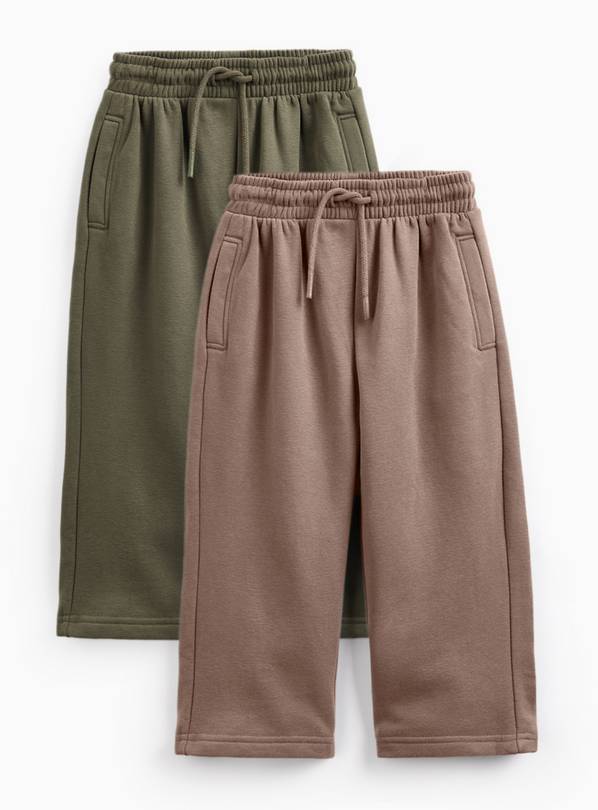 Brown & Green Wide Leg Joggers 2 Pack 1-2 years
