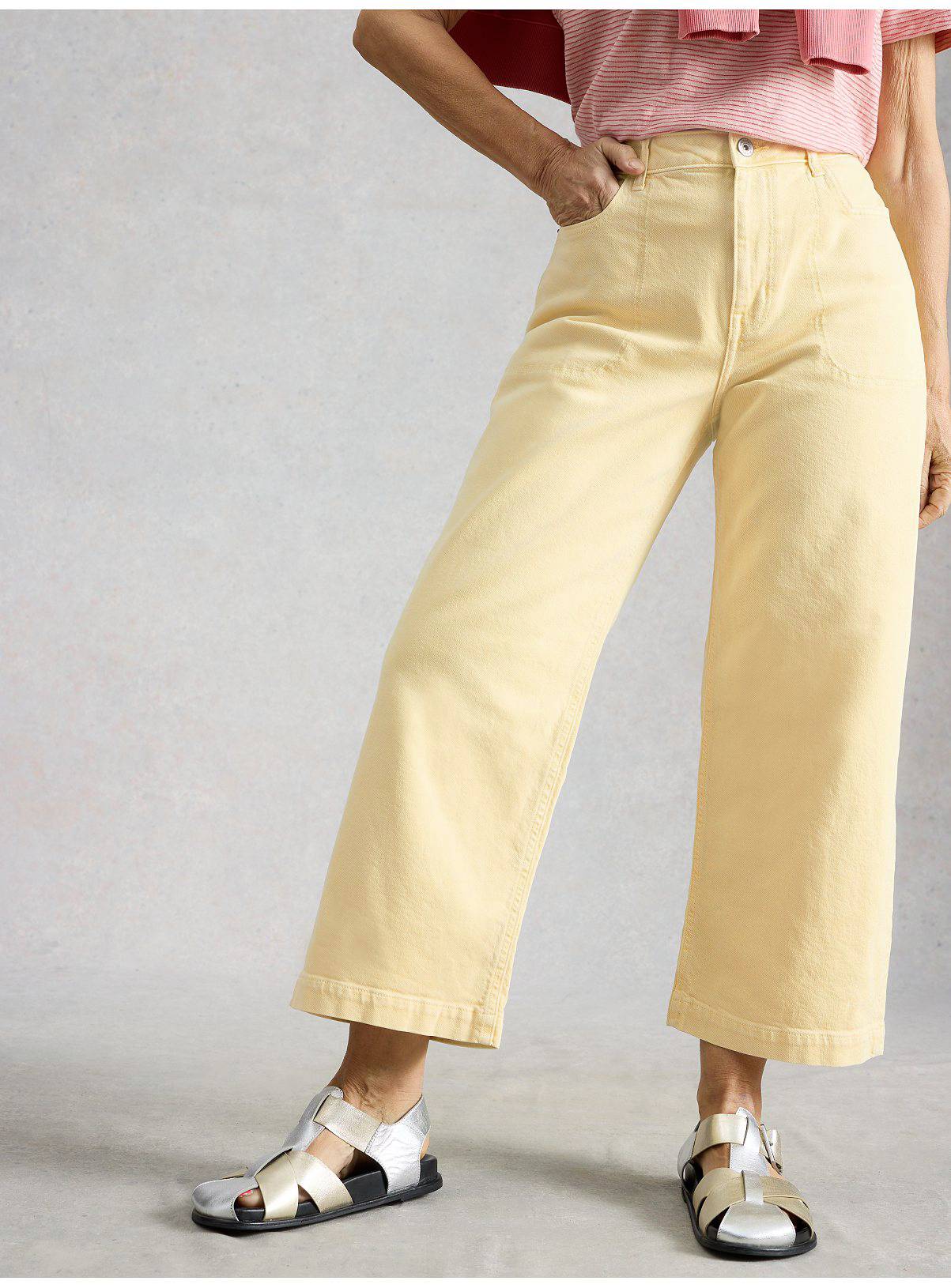 WHITE STUFF Tia Wide Leg Crop Jean Yellow 10R - Image 1