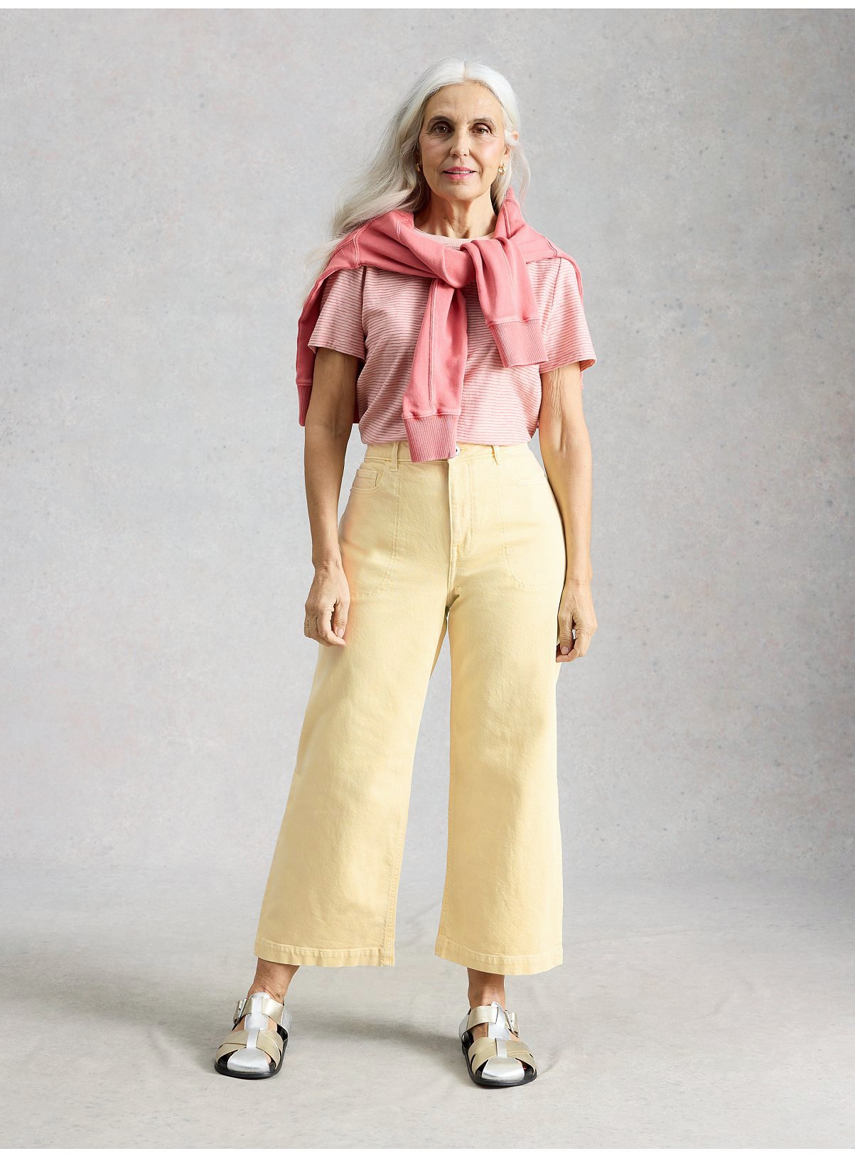 WHITE STUFF Tia Wide Leg Crop Jean Yellow 10R - Image 2 thumbnail