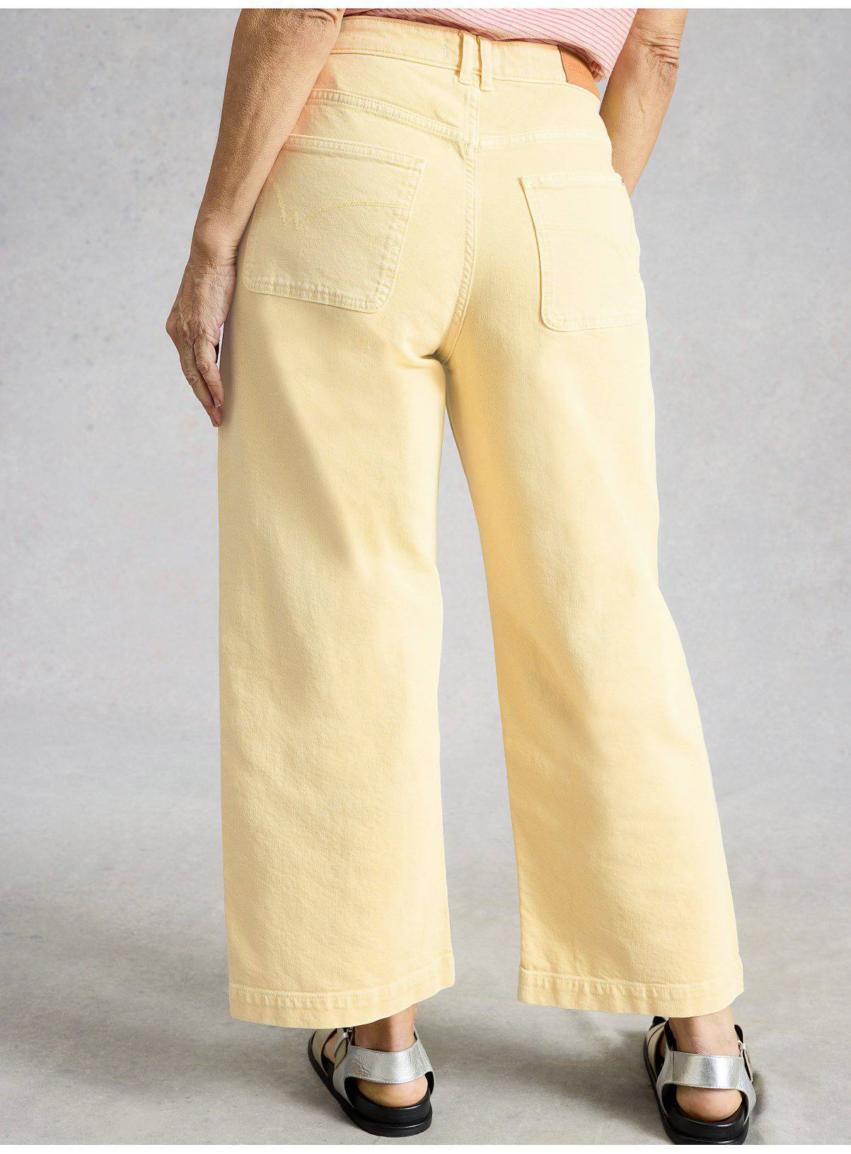WHITE STUFF Tia Wide Leg Crop Jean Yellow 10R - Image 3