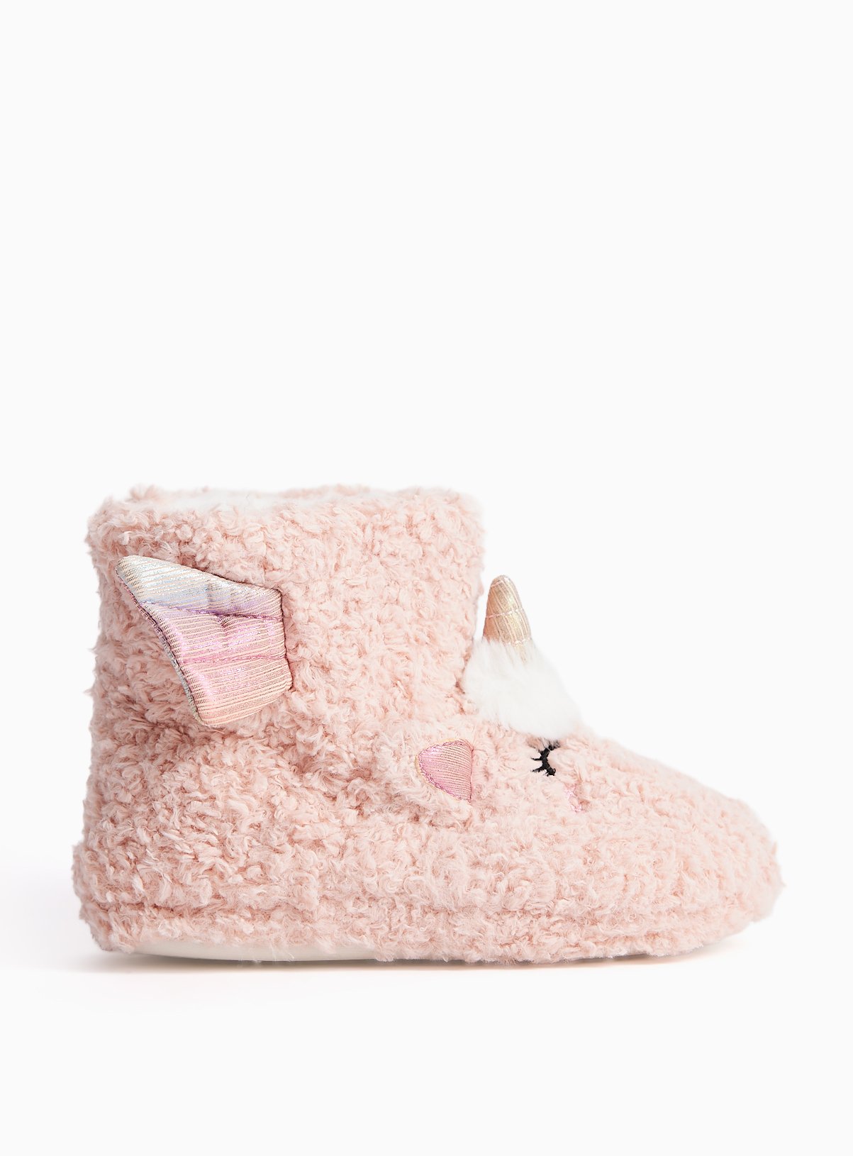Pink Unicorn Borg Slippers 12-13 Infant - Image 2 thumbnail