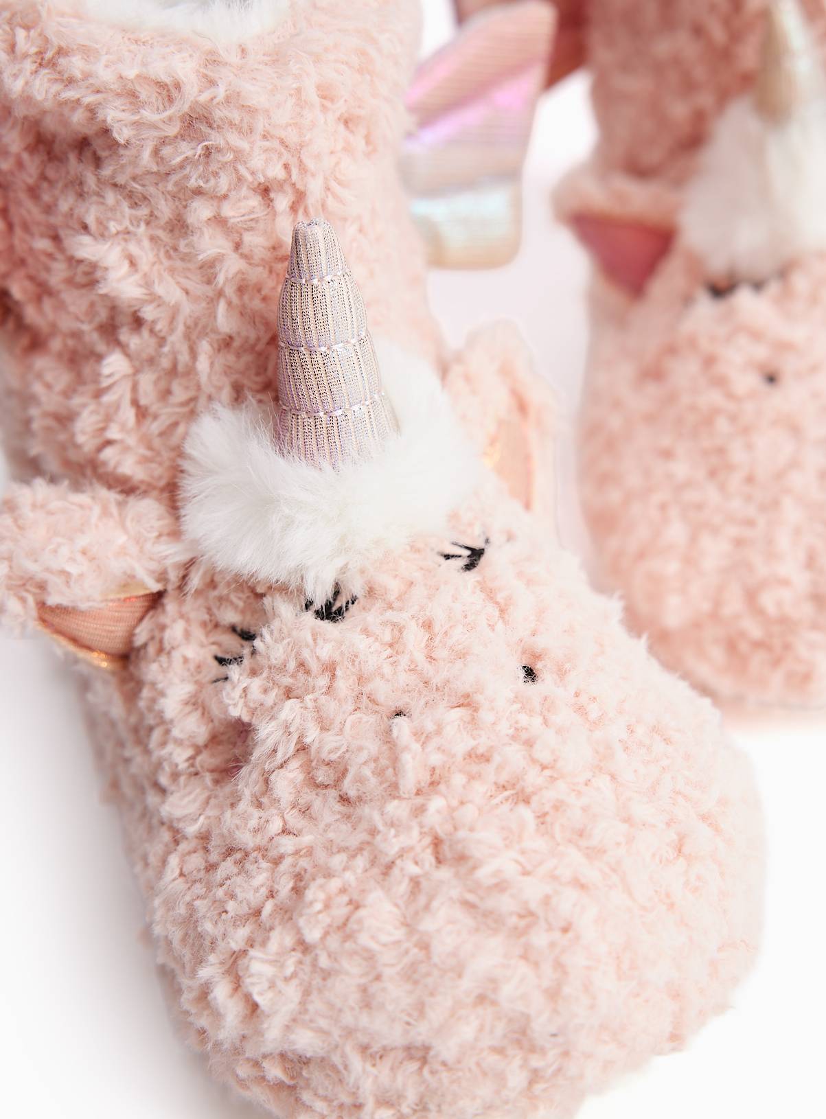 Pink Unicorn Borg Slippers 12-13 Infant - Image 3