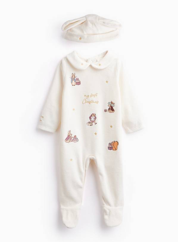 Beatrix Potter Christmas Sleepsuit & Hat Set Up to 3 mths