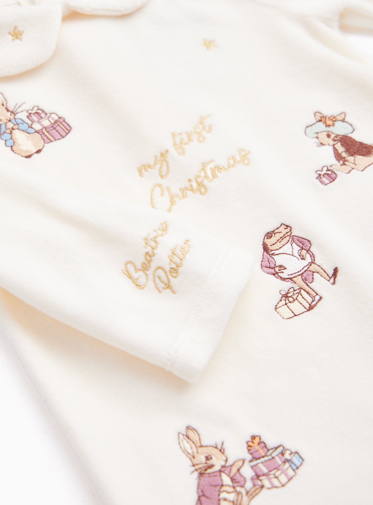 Peter Rabbit Cream Christmas Sleepsuit & Hat Set Up to 1 mth - Image 3 thumbnail