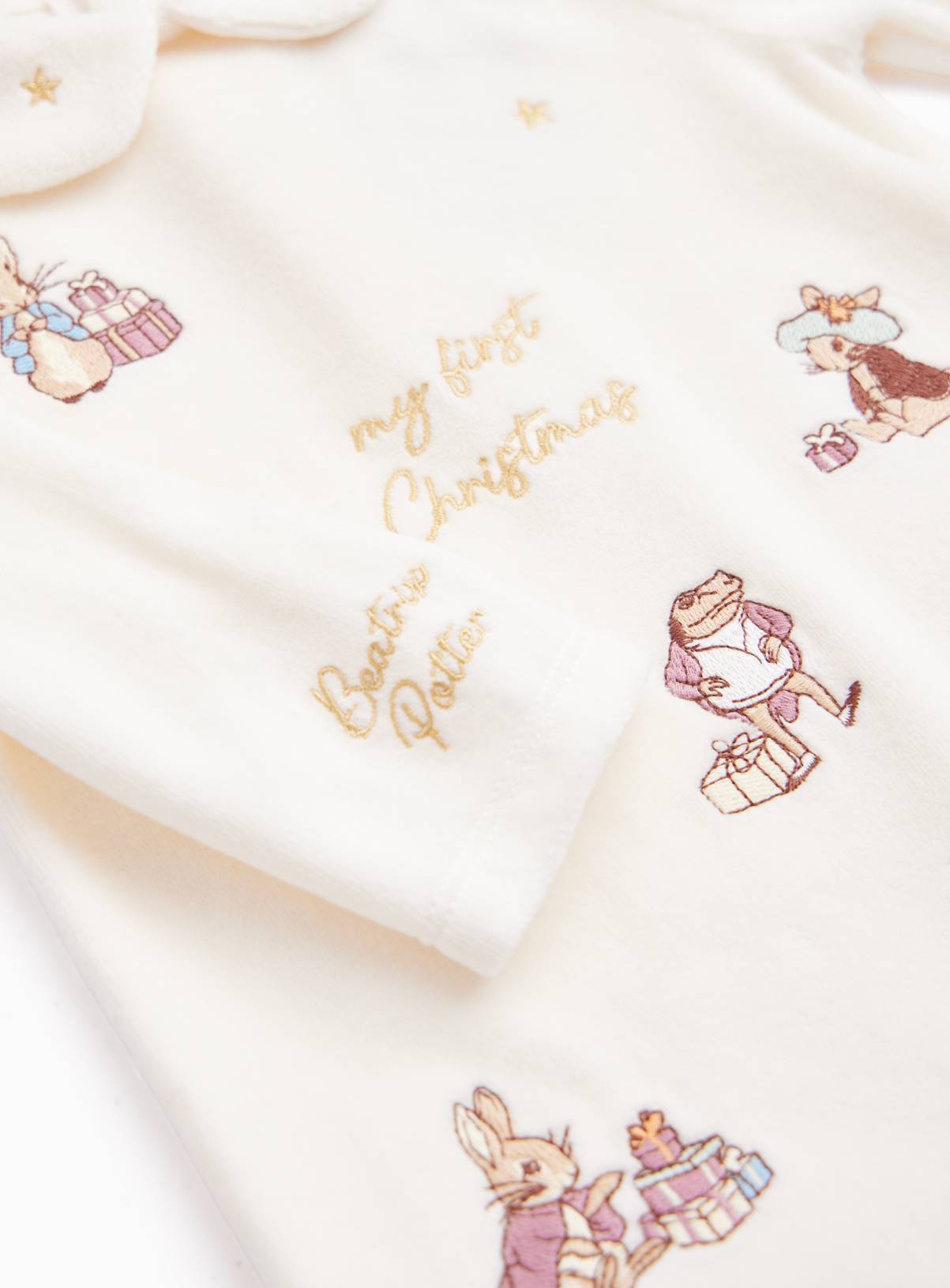 Peter Rabbit Cream Christmas Sleepsuit & Hat Set Up to 1 mth - Image 3