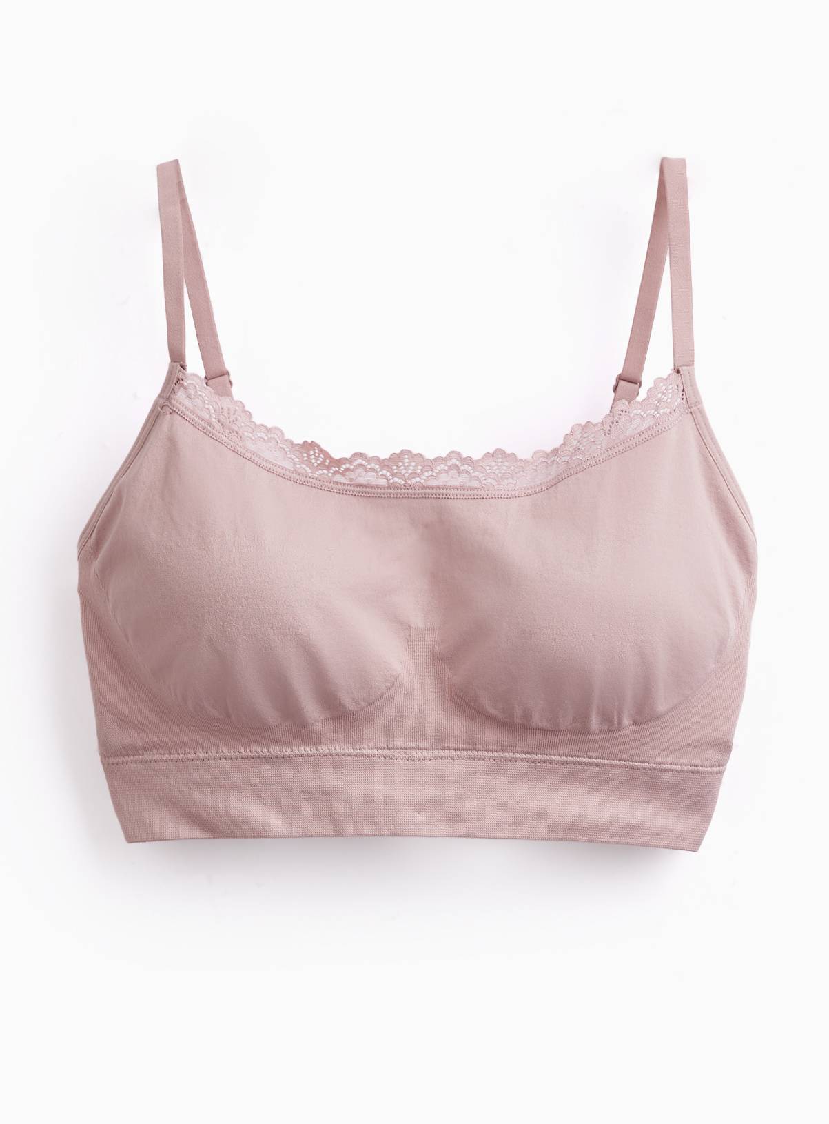 Brown Lace Trim Seamless Crop Top S - Image 3
