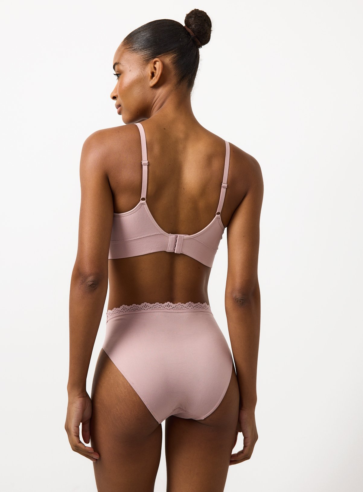 Brown Lace Trim Seamless Crop Top S - Image 5 thumbnail