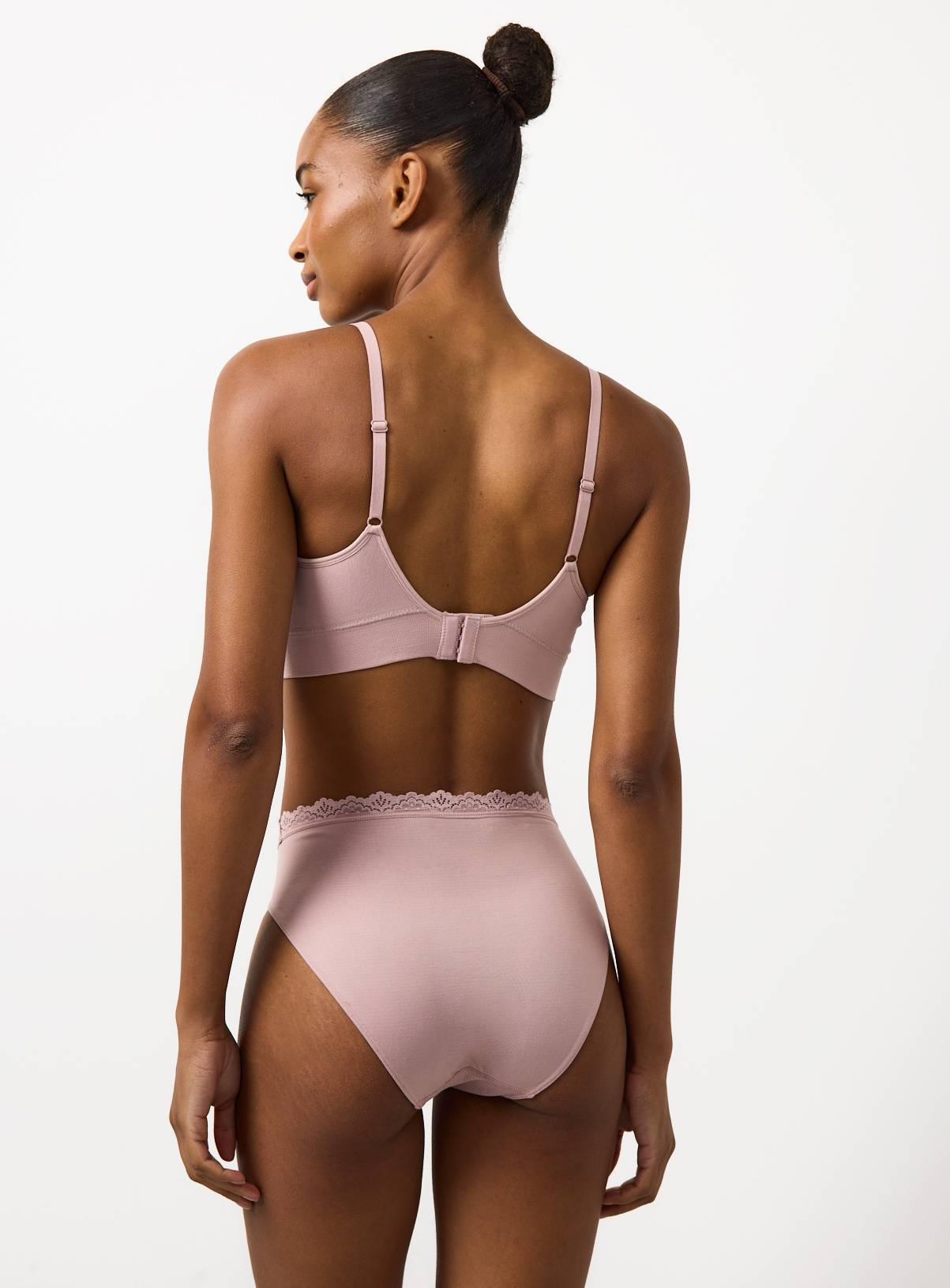 Brown Lace Trim Seamless Crop Top S - Image 5