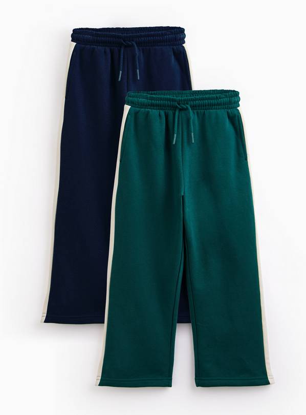 Navy Side Stripe Wide Leg Joggers 2 Pack 7-8 years