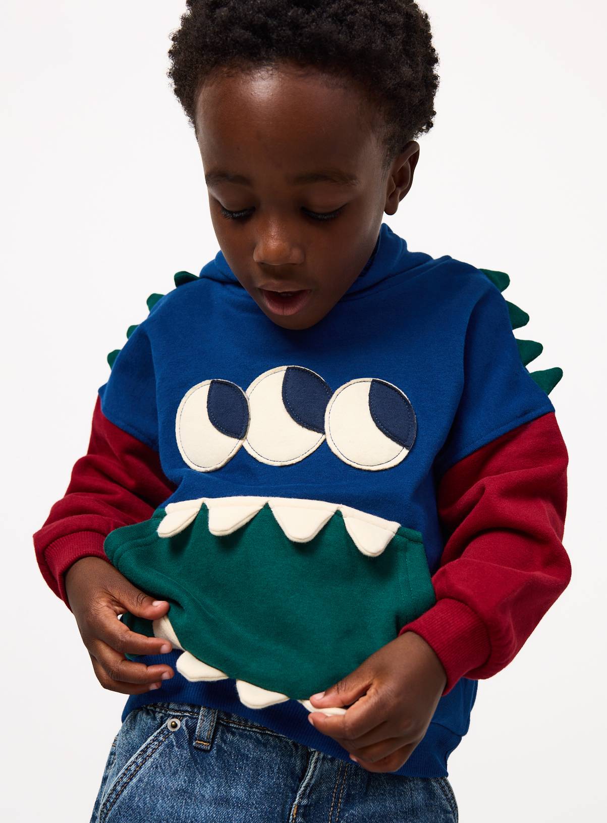 Navy & Green 90s Monster Hoodie 3-4 Years - Image 1