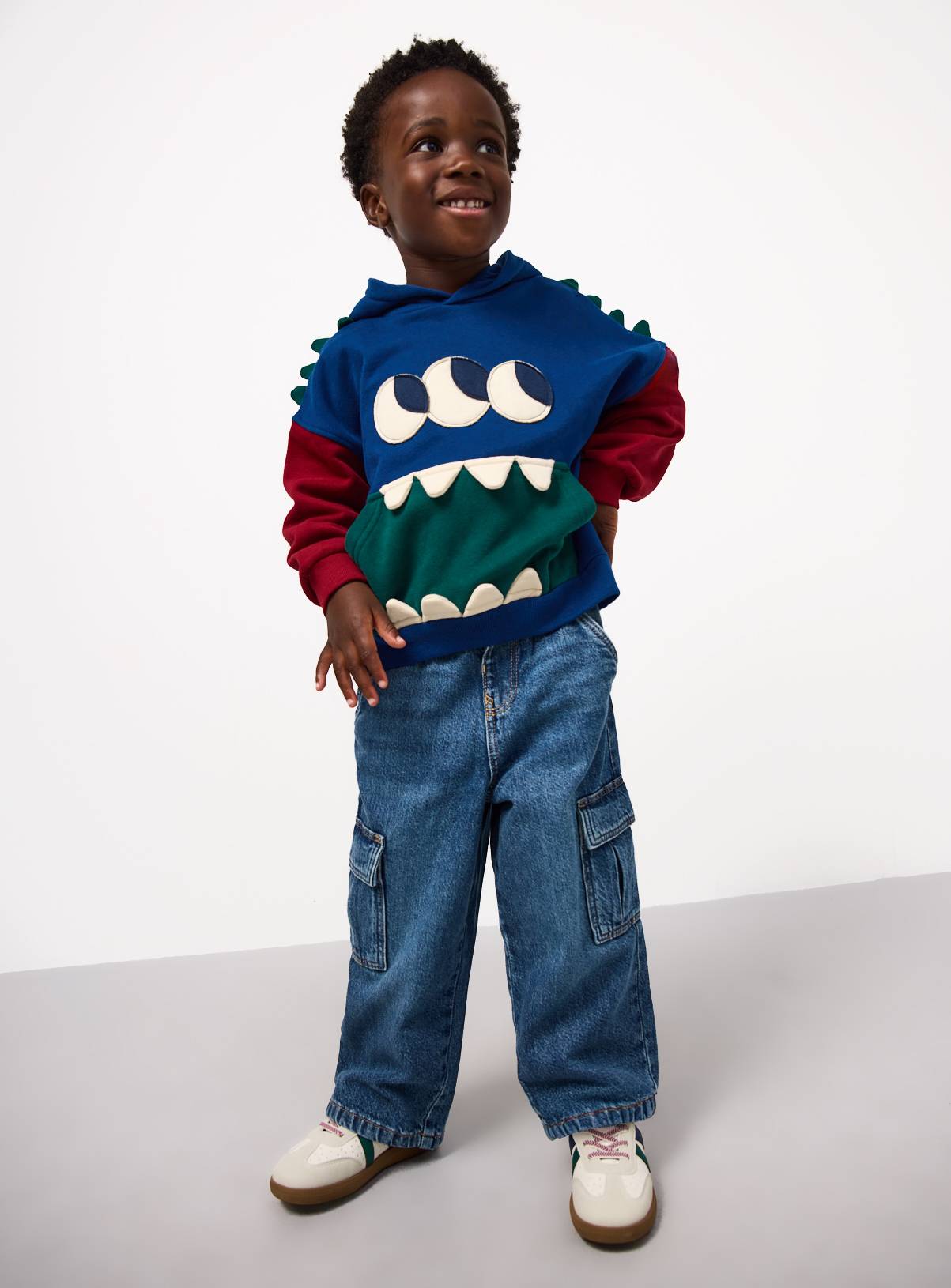 Navy & Green 90s Monster Hoodie 3-4 Years - Image 2