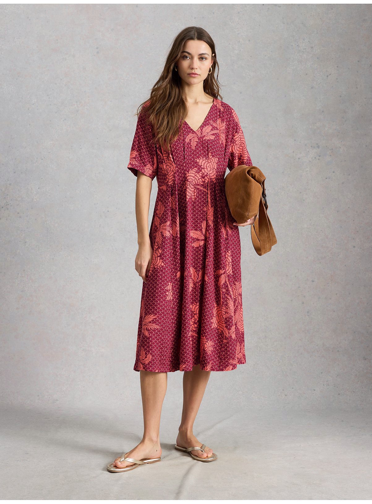 WHITE STUFF Kate Linen Blend Dress 14 - Image 3 thumbnail