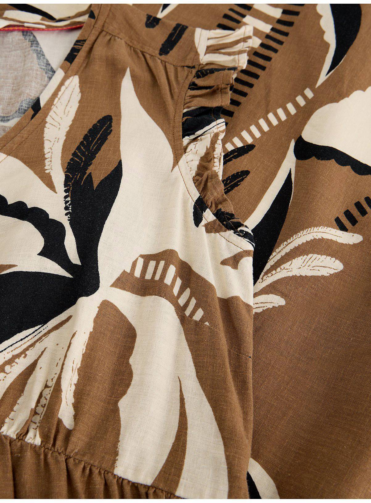 WHITE STUFF Lorna Linen Blend Maxi Dress Brown 18 - Image 6